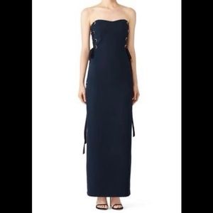 Badgley Mischka Navy Grommet Gown Size 8